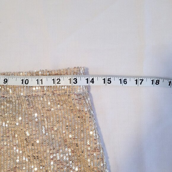 French Connection Gold Sequin Mini Skirt, Christmas Party Skirt, Size Xs - Picture 11 of 11
